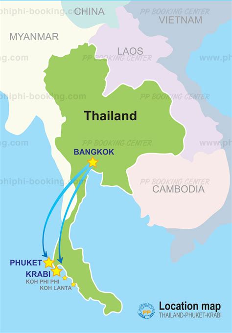 Map Of Phi Phi Island, Phuket Krabi Koh Lanta And Thailand