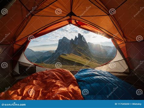 View from Tent To the Mountain Stock Photo - Image of mountain ...