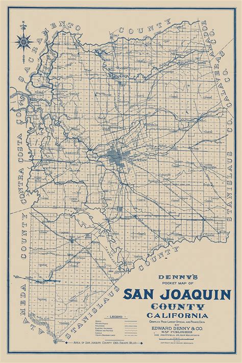 1913 Map of San Joaquin County California - Etsy