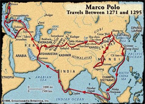 Map of Marco Polo Travels 1271-1295