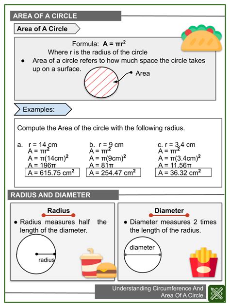 7th Grade Worksheet Circumference Area Circle