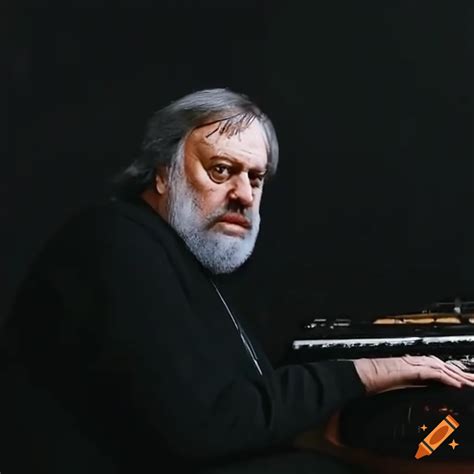 Zizek playing a modular synthesizer