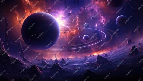 Premium AI Image | Night sky with planets and galaxies