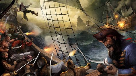 Pirates battling on sea painting, pirates, ship, war, artwork HD wallpaper | Wallpaper Flare