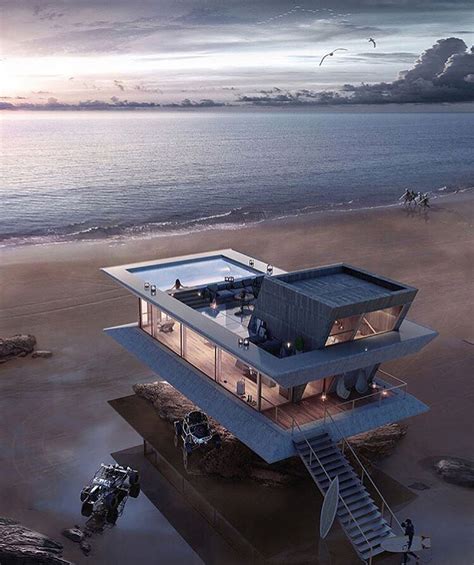 Swipe left! Futuristic beach house by Atelier Monolit Studio. Would you live here? I sure would ...