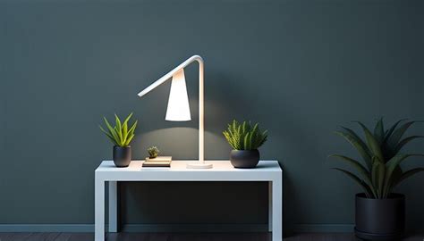 Premium AI Image | Chic White Desk Lamp Zoom Background Illuminating a Healthy Green Succulent