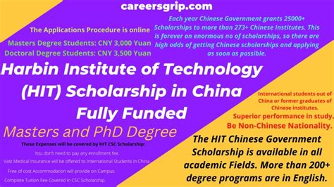 Harbin Institute of Technology (HIT) Scholarship in China 2023-24