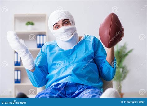 The Injured American Football Player Recovering in Hospital Stock Image ...