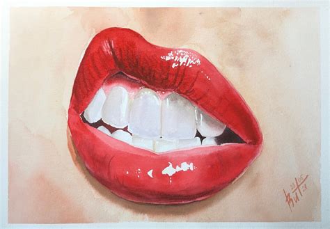 Juicy Lips Painting Original Watercolor Art Fashion Wall Art | Etsy