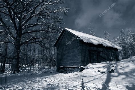 Old barn at night, snow and ice — Stock Photo © lagereek #6656848