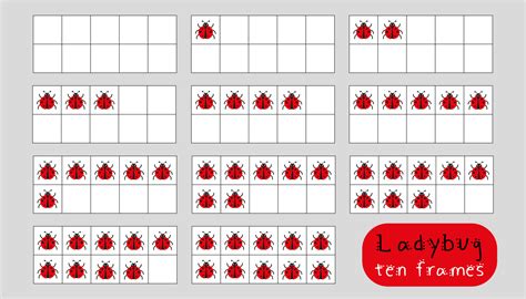 Counting activity for kids. Ladybugs ten frames clipart to create math ...