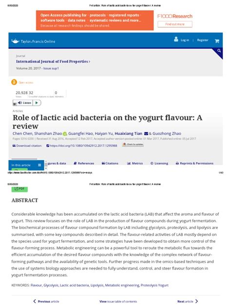 Role of Lactic Acid Bacteria On The Yogurt Flavour - A Review | PDF ...