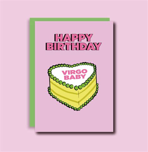 Virgo Birthday Card Virgo Cake Zodiac Greeting Card - Etsy