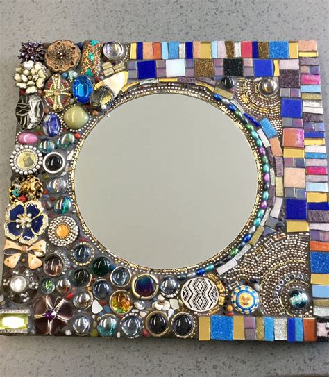 BEJEWELED Mosaic Mirror, Accent Mirror, 12 inches square | Mosaic art, Mosaic artwork, Mosaic mirror