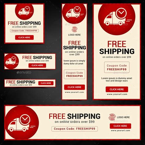 Free Shipping Banners | Free shipping banner, Banner sizes, Banner template