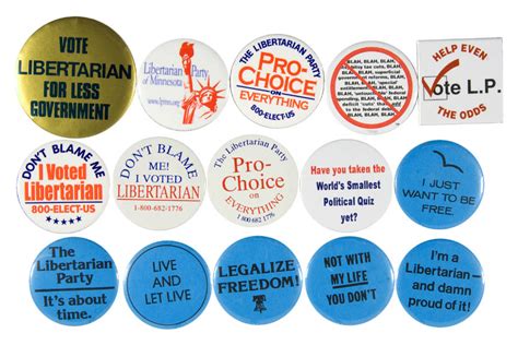 Hake's - LIBERTARIAN PARTY LARGE COLLECTION OF SLOGAN BUTTONS.