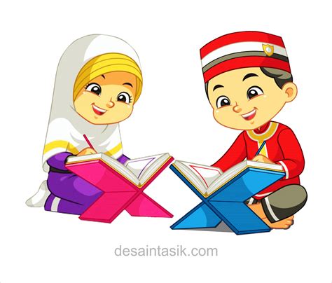 Gambar Kartun Anak Muslim Mengaji Vector | Desaintasik.com