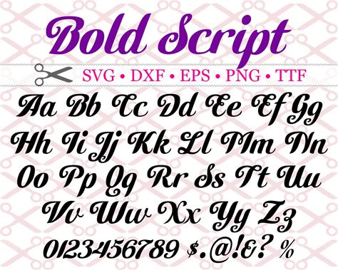 Bold Script SVG, Cursive Font, Fancy Script Font Svg, Dxf, Eps, Png ...