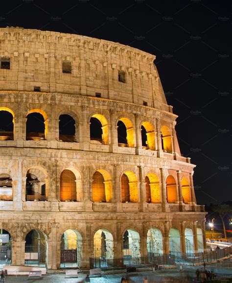 Night view of Colosseum, Rome | Architecture Stock Photos ~ Creative Market