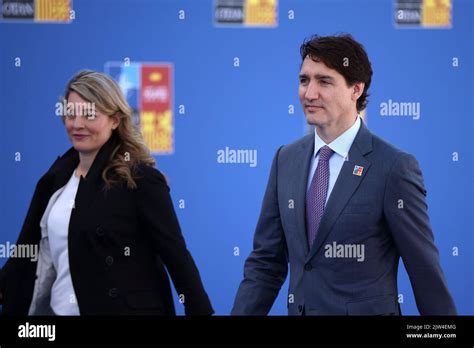 Spain, Madrid - 30 June, 2022: Canada's Prime Minister Justin Trudeau (R) and Foreign Minister ...