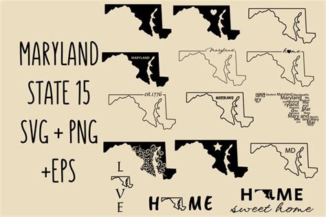 Maryland SVG Bundle, Maryland State Outline, Maryland Map