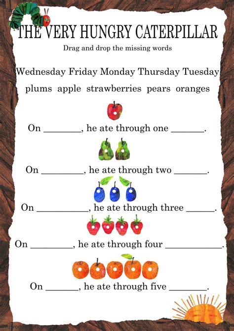 Very Hungry Caterpillar Story Printable - Printable Word Searches