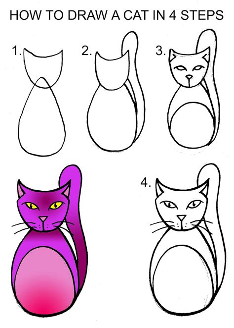 Cartoon Cat Drawing Step By Step : How To Draw A Cartoon Cat Printable ...