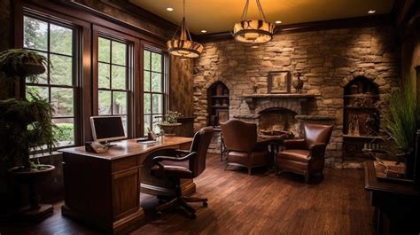 Premium AI Image | Inspiring office interior design Rustic style ...