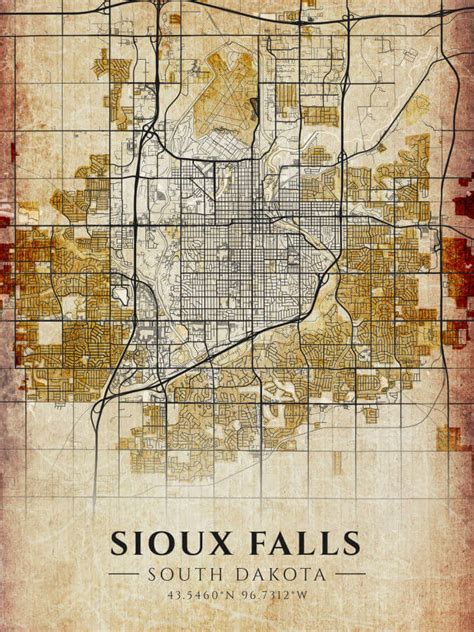 Sioux Falls Antique Map Print - Winter Museo