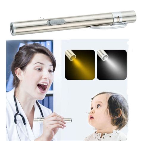 Steel Handy USB Rechargeable LED Pen Light Mini Flashlight with Metal Clip Dentist Nurse Torch ...