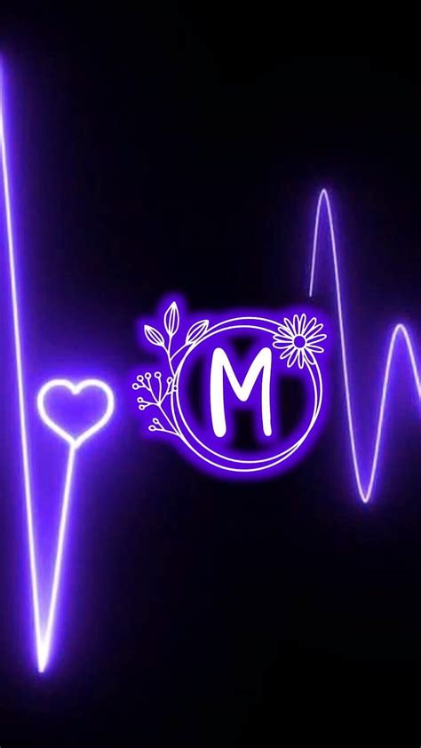 M Letter, Heart Bit Line, purple HD phone wallpaper | Pxfuel