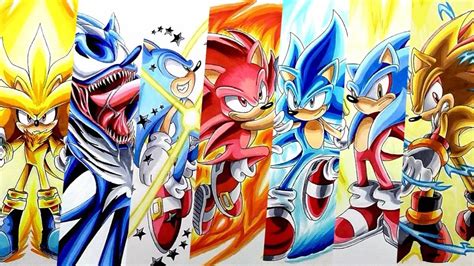 Drawing Sonic Super Forms And Transformations - Compilation 3 - YouTube