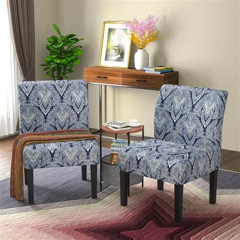 Mecor Modern Armless Accent Chairs Set of 2, Upholstered Fabric Dining ...