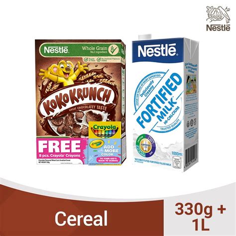 KOKO KRUNCH Breakfast Cereal 330g and NESTLE Fortified Milk 1L with FREE Crayola Crayons ...