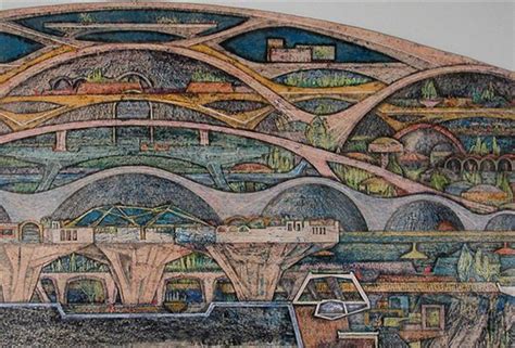 Paolo Soleri, Arcology drawing, photo via | Utopia/ Dystopia | Arcology, Architecture, City