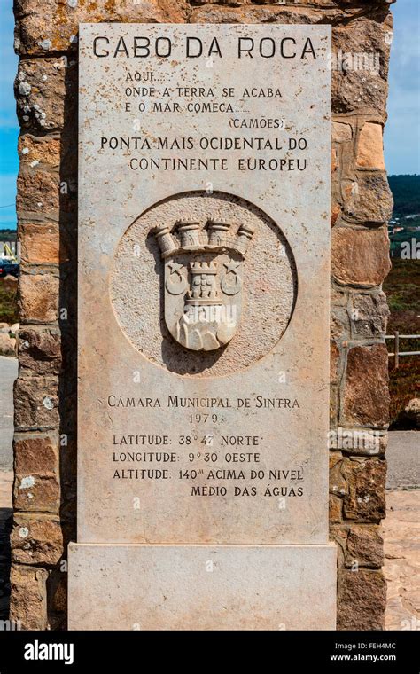 Monument in the Cabo da Roca, the western point of Europe - Portugal Stock Photo - Alamy