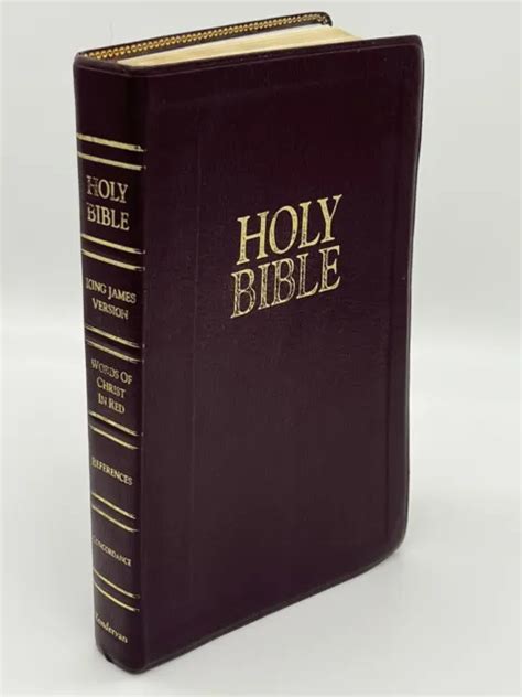 HOLY BIBLE KJV Reference Red Bonded Leather Zondervan 1994 Korea Print ...