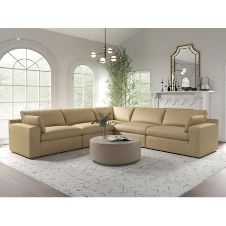 Kuka Home KF1091 122325182 5 Piece Faux Leather Sectional with Ottoman ...