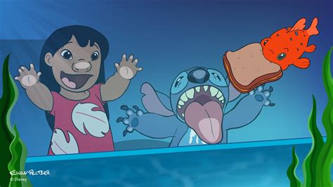 Disney Doodle: Lilo and Stitch Find Pudge the Fish at Coral Reef ...