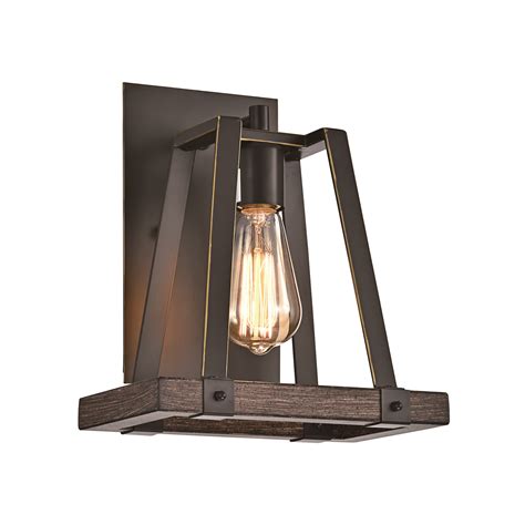 1- Light Wood and Oil Rubbed Bronze Wall Sconce – Edvivi Lighting