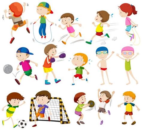 Children doing different activities 299731 Vector Art at Vecteezy