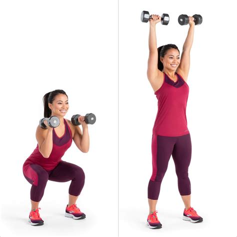 Squat to Overhead Press | Lower Body Workout With Weights | POPSUGAR Fitness Photo 2