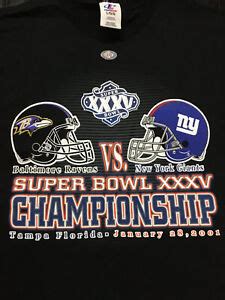 2001 Super Bowl XXXV Championship NFL Ravens vs Giants TShirt Logo ...