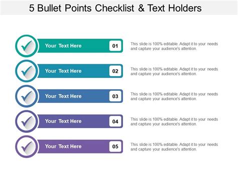 5 Bullet Points Checklist And Text Holders | PowerPoint Presentation Slides | PPT Slides ...