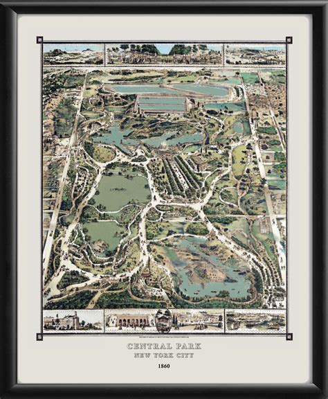 Central Park 1860 - Vintage City Maps, Restored City Maps