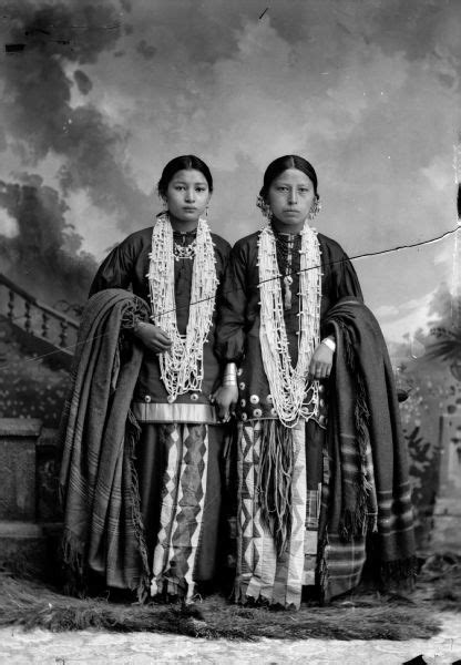 Two Young Ho-Chunk Women in Ribbon-Work Costumes | Photograph | Wisconsin Historical Society ...