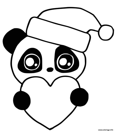 Coloriage Mignon Panda Kawaii Animal For Christmas Dessin Dessin Facile Mignon à imprimer