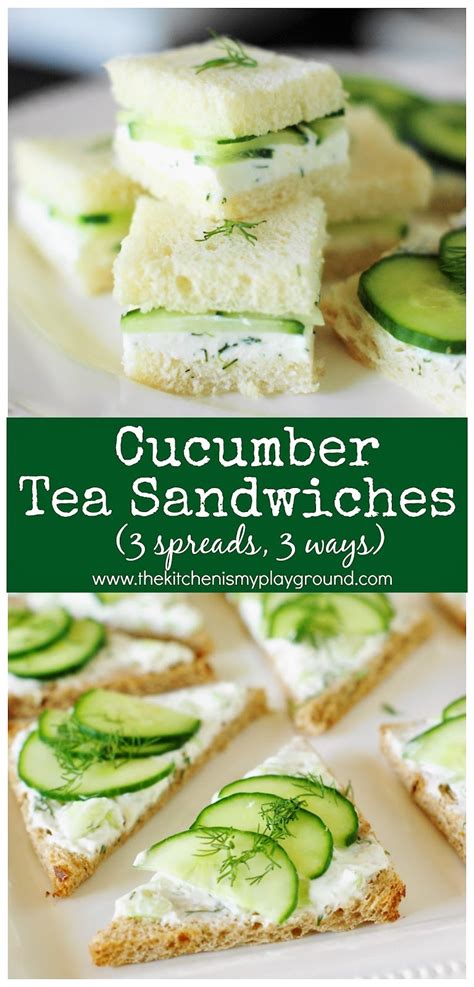 Cucumber Tea Sandwiches ~ 3 Spreads & 3 Ways | The Kitchen is My Playground