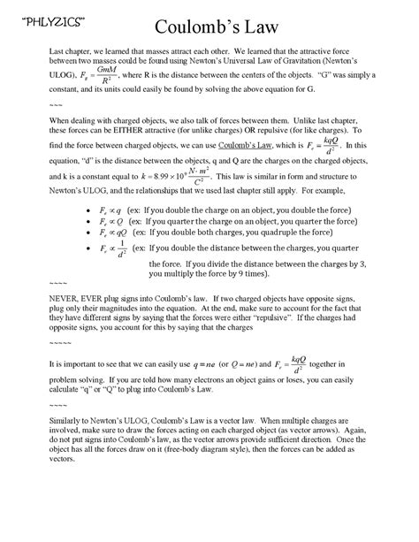 Coulomb’s Law - Docsity