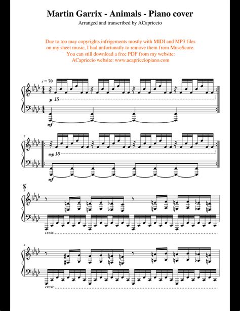 Martin Garrix - Animals - Piano cover sheet music for Piano download ...